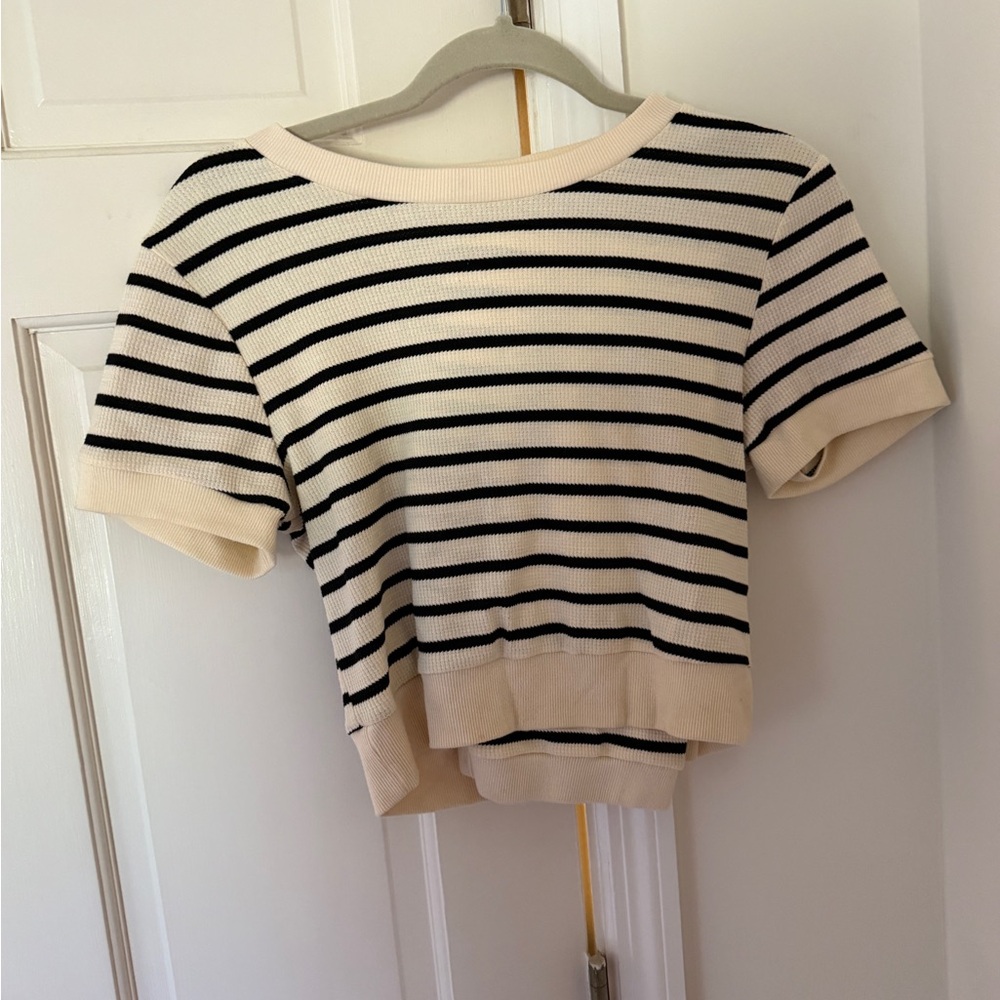 Striped Black and Cream Set w/ Top & Skirt